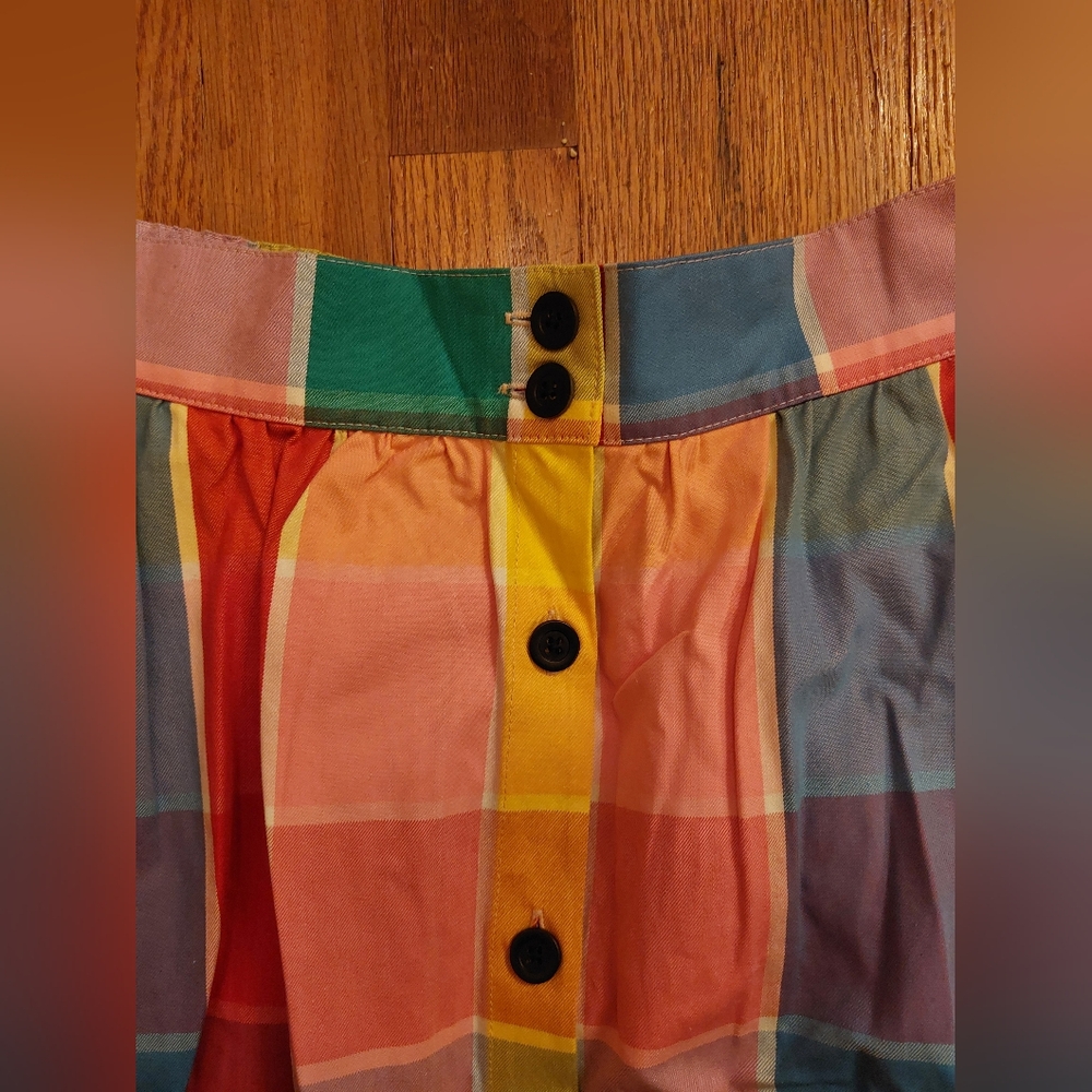 Colorful Plaid Shirt And Skirt Set - Picture 7 of 8